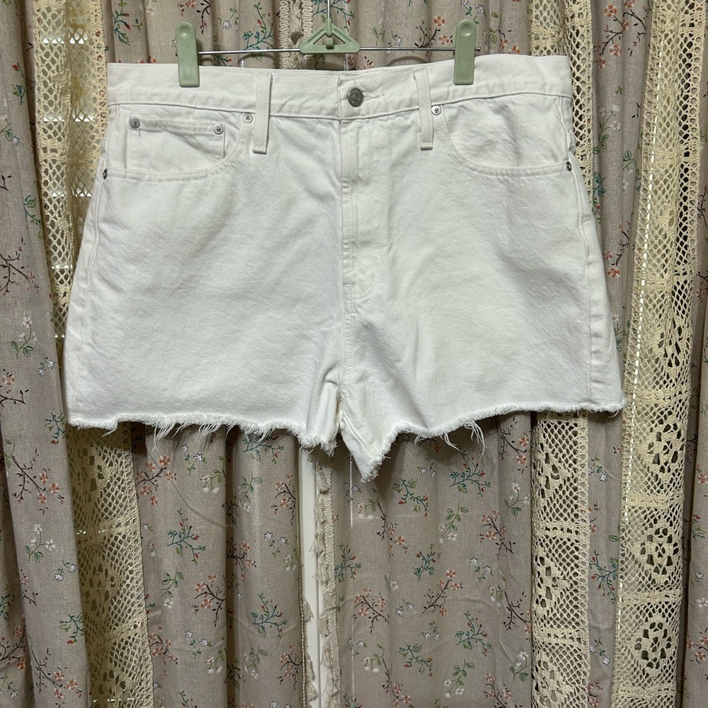 Madewell Perfect Jean Short Tile White Cutoffs High Rise Size 32